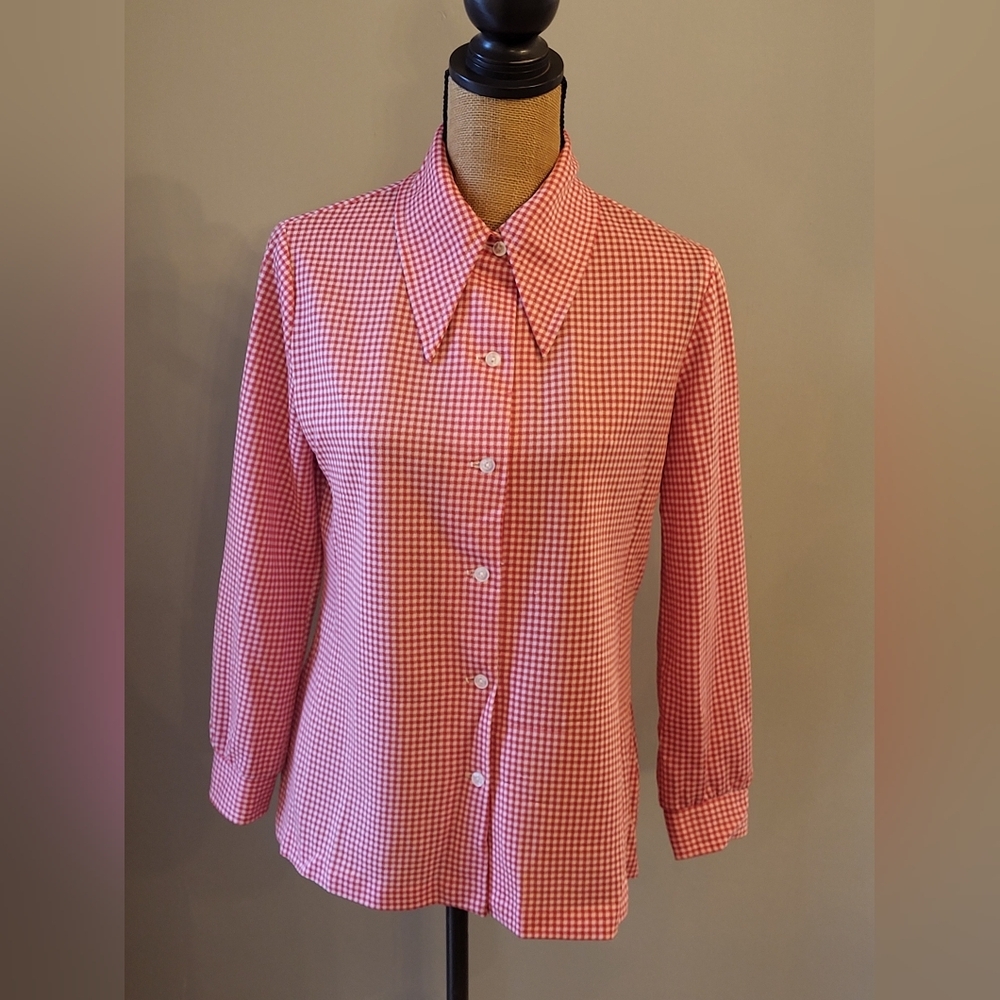 Fritzi Of California Vintage 70s Red Checked Medium Blouse